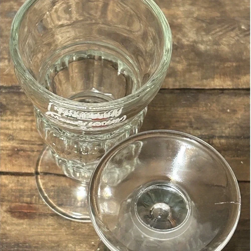 Maxwell House Cappuccino Glass Cups Clear Footed Dessert Ice Cream Sundae Set/2
